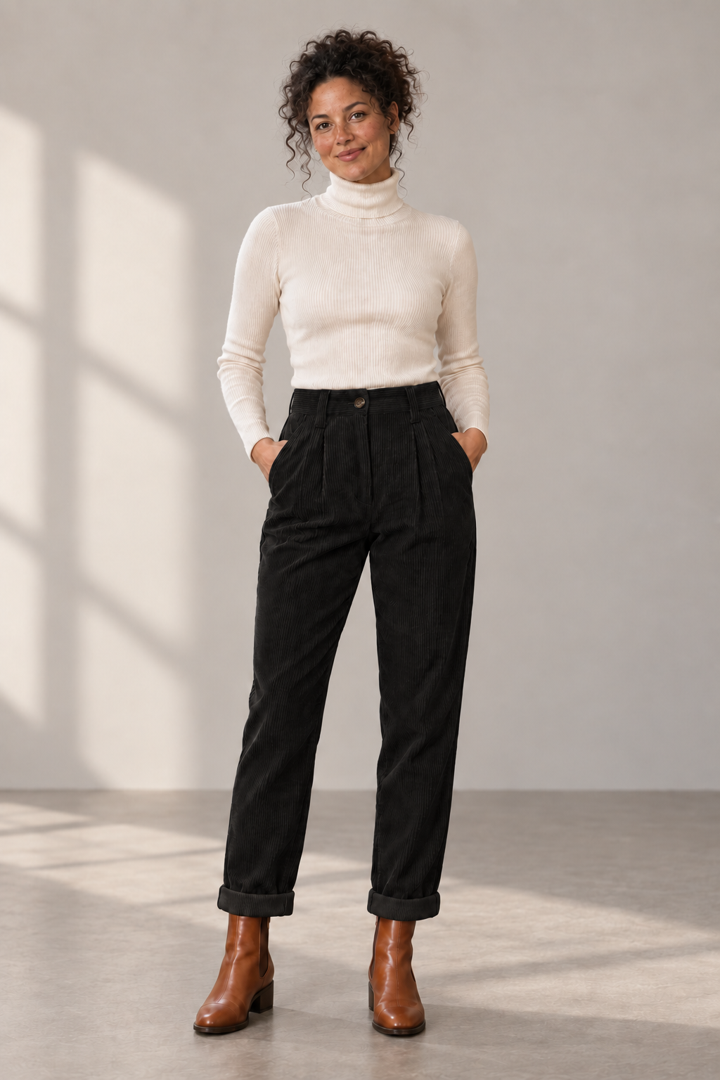Blythe Corduroy Trousers in Black — digitally recoloured product image