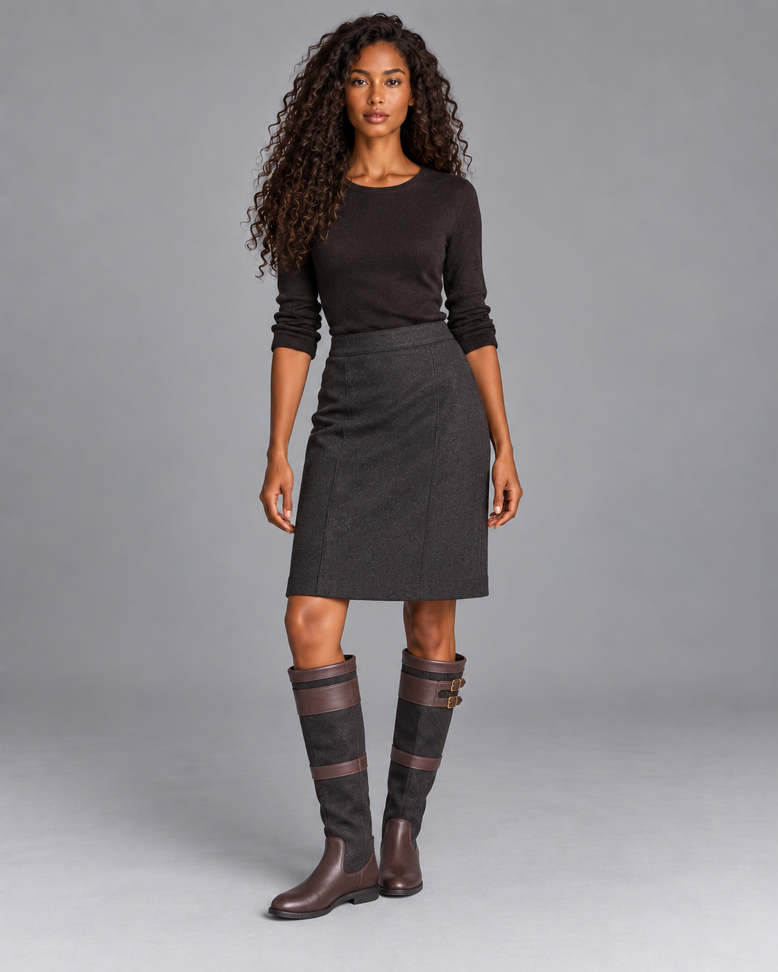 Lodemi Buckle-Strap Knee-High Boots, view 2