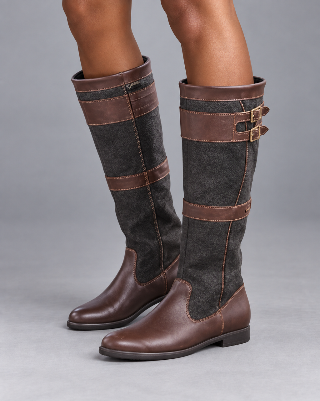 Lodemi Buckle-Strap Knee-High Boots, view 3