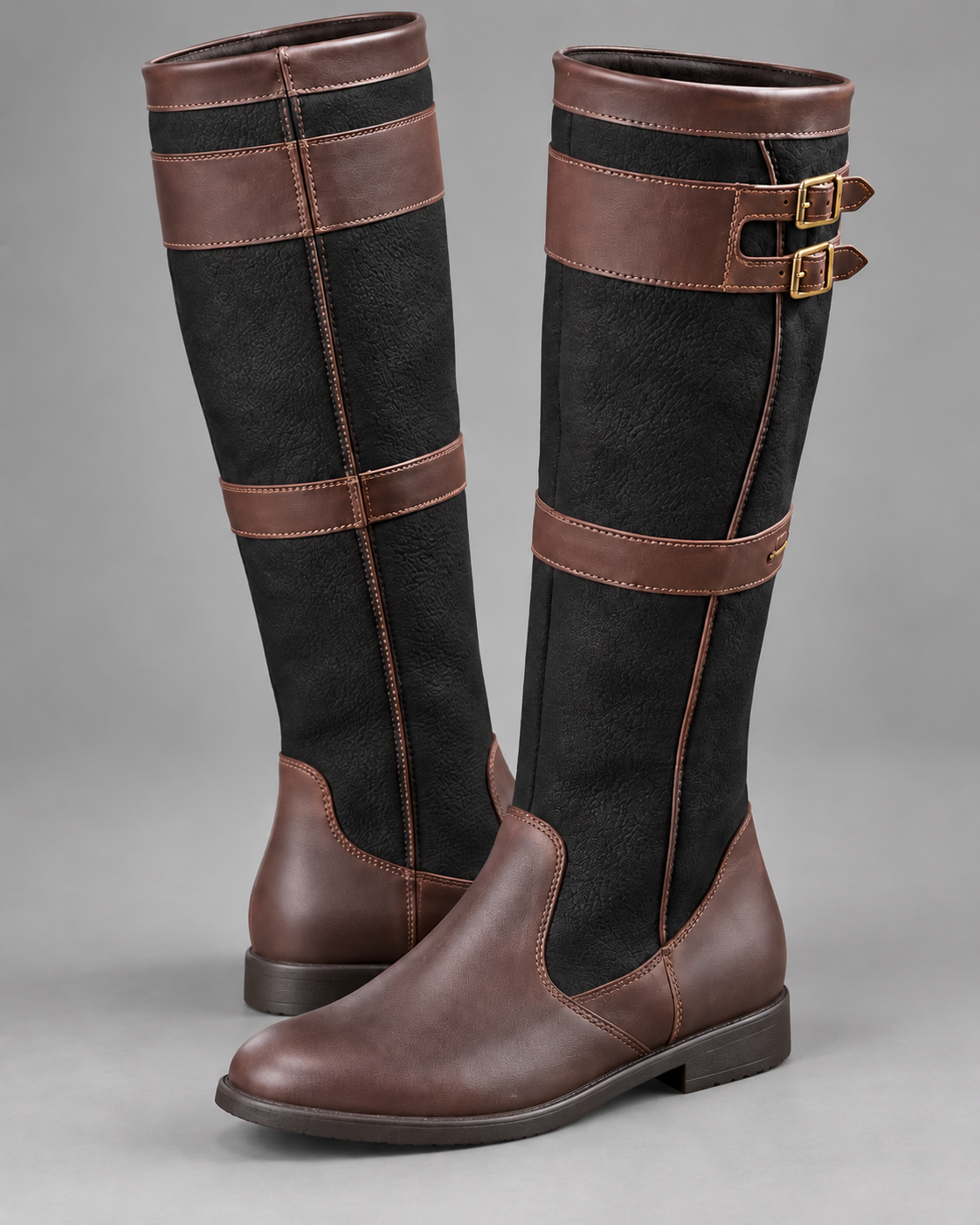 Lodemi Buckle-Strap Knee-High Boots in Black — digitally recoloured product image