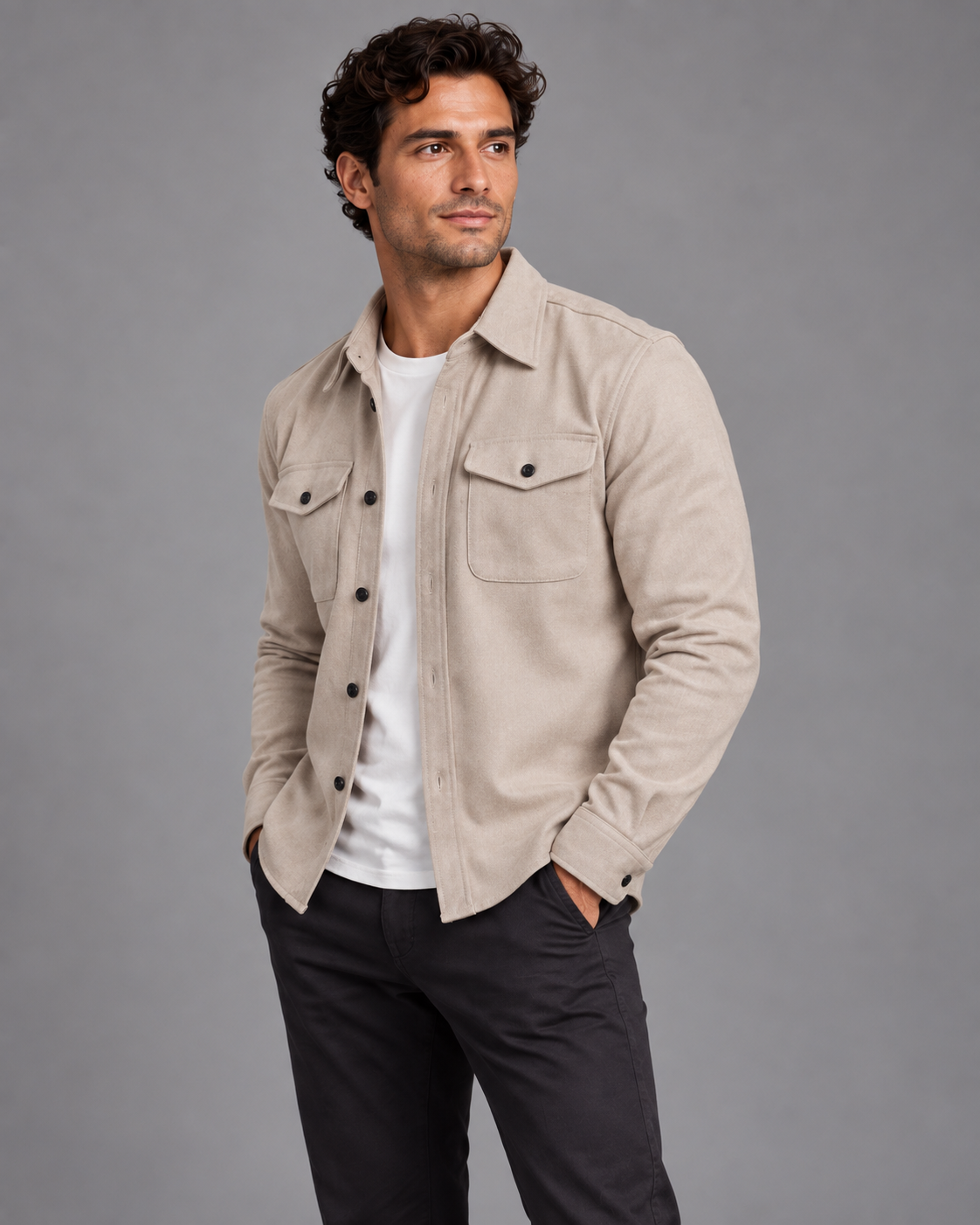 Lodemi Cotton Overshirt Jacket, view 2