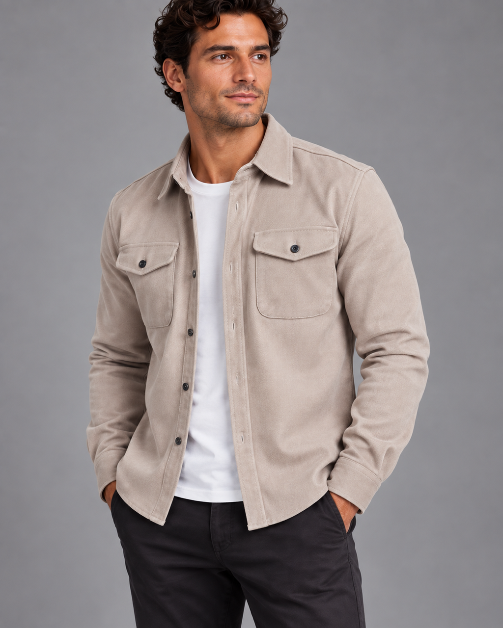 Lodemi Cotton Overshirt Jacket, view 3