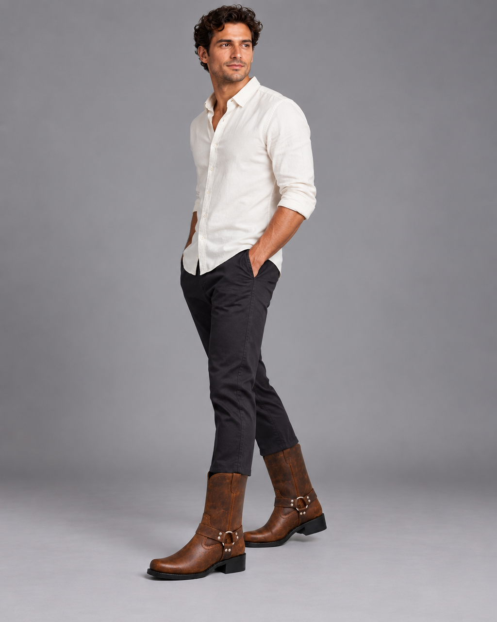 Lodemi Harness Mid-Calf Western Boots, view 2