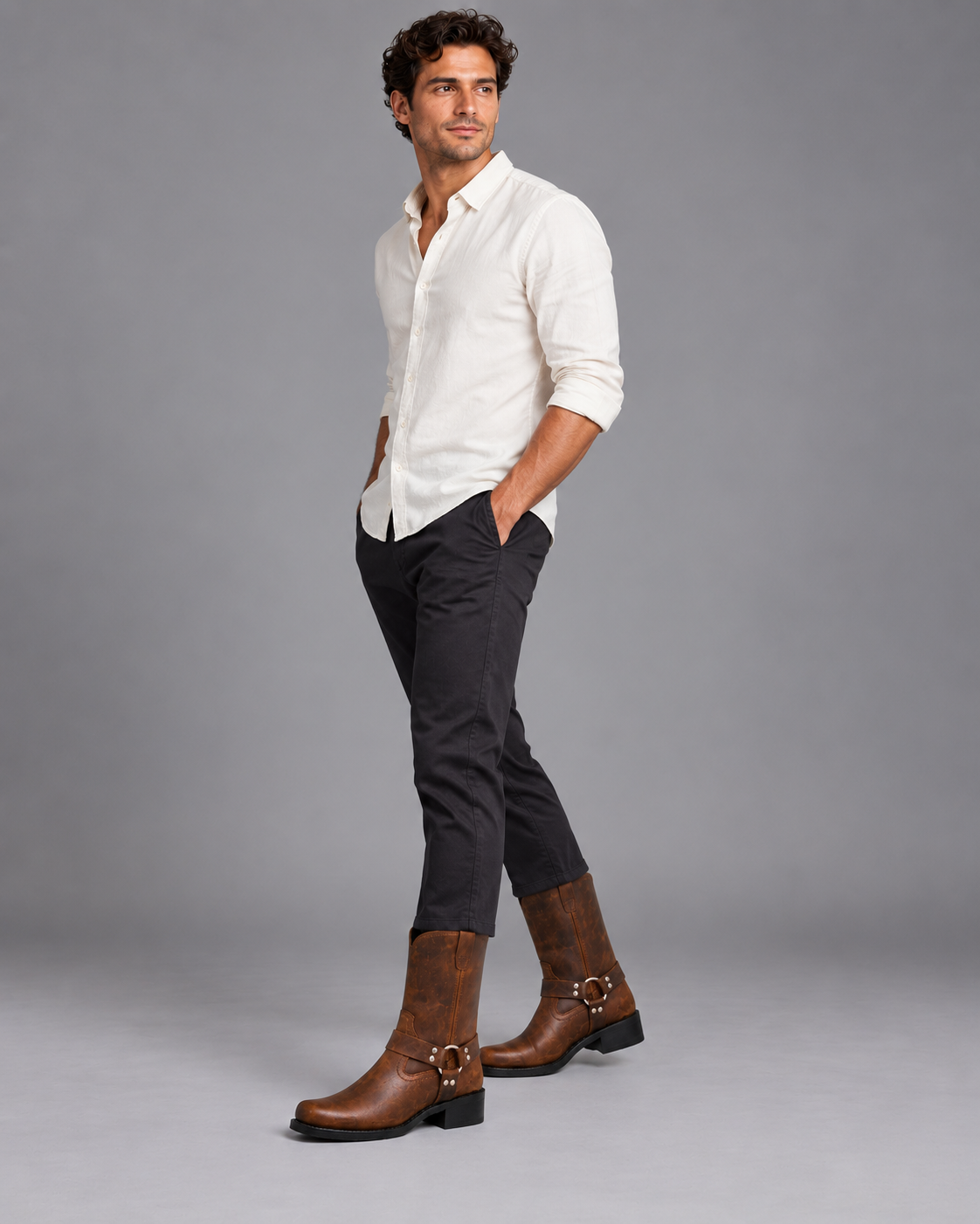 Lodemi Harness Mid-Calf Western Boots, view 2