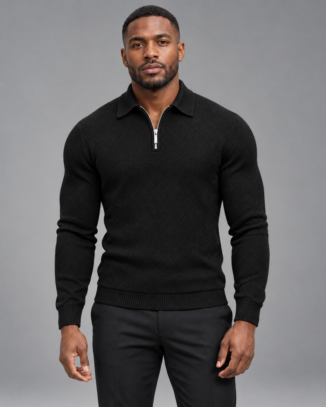 Lodemi Textured Quarter-Zip Jumper, view 1