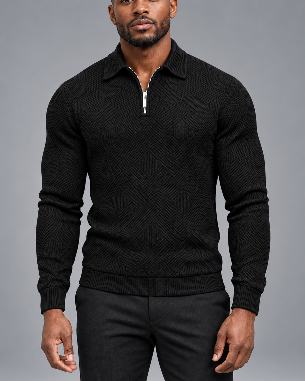 Lodemi Textured Quarter-Zip Jumper, view 3