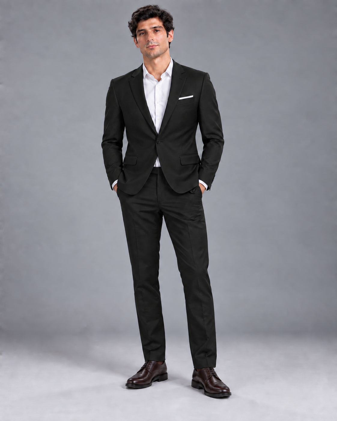 Lodemi Two-Piece Tailored Suit in Black — digitally recoloured product image